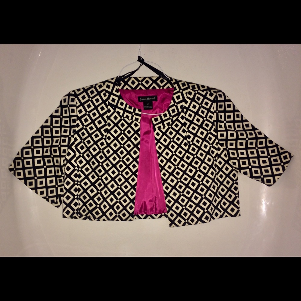 Jessica Howard Square Black & Creme Jacket
